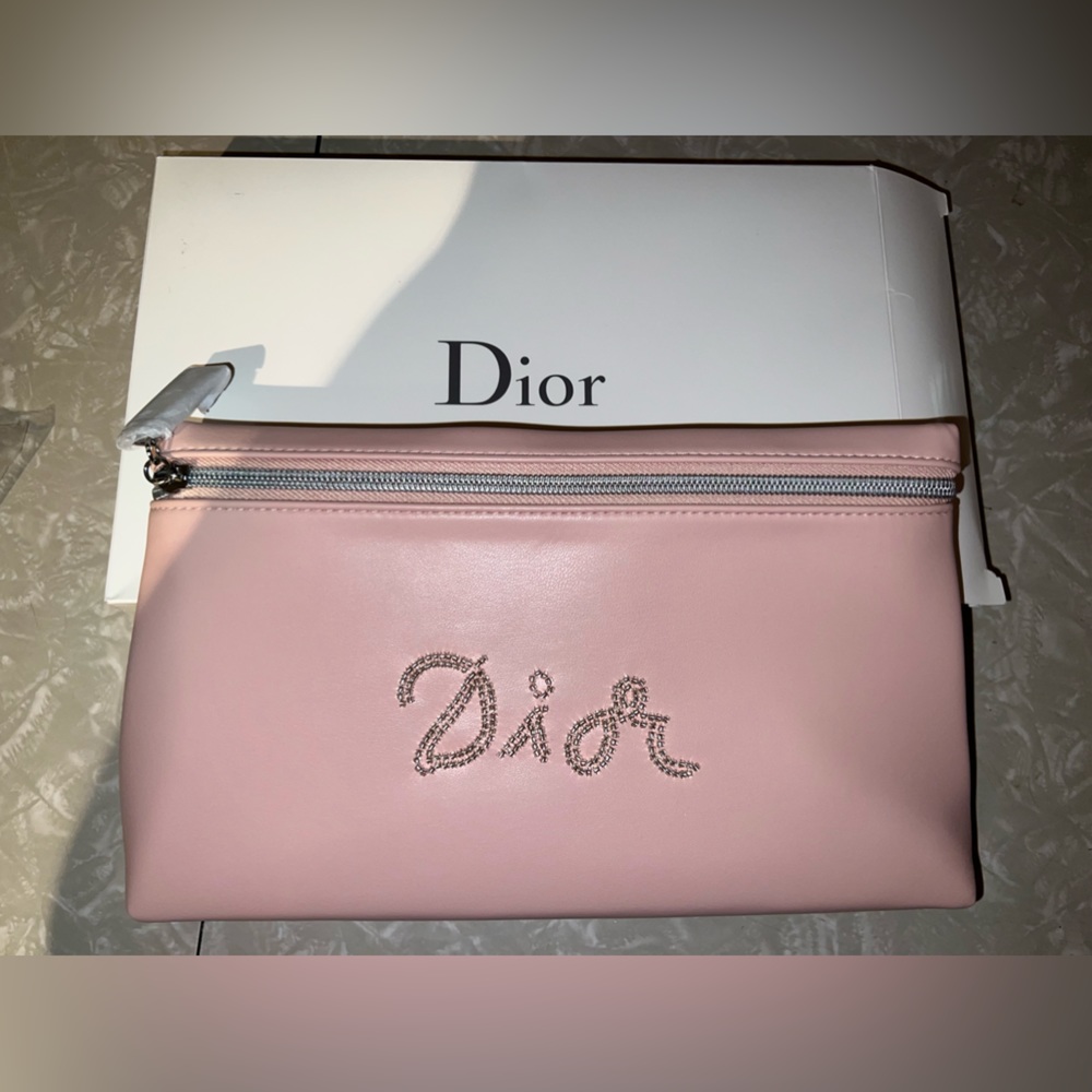Favorite Dior Bag! Authentic Dior Makeup Bag - Gorgeous Pink with beaded letters